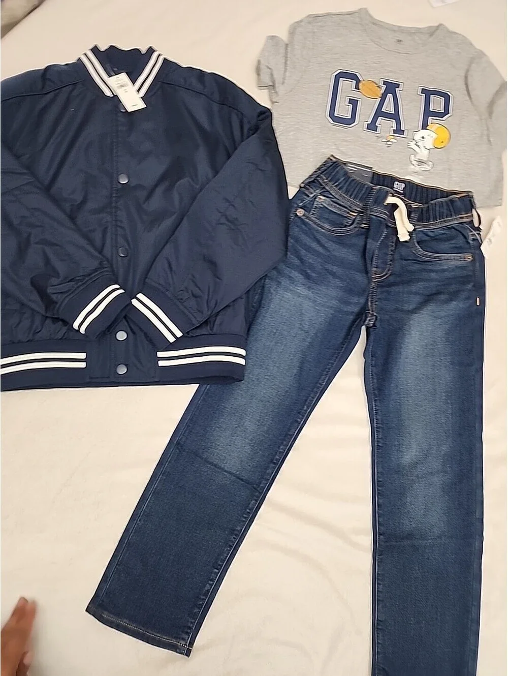 Gap Kids Boys Varsity Jacket Shirt Medium 8 & Jeans 7
